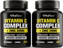 C Supplement 2 Pack (120 Veggie Capsules) - Çinko 20 mg ile 1500 mg - En yüksek Absorps C Immune Support Complex - Vitamin C Capsules & çinko Vitaminleri Yetişkinler için Vit C Immune Yardım Vegan