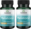 Swanson Melatonin - Herbal Supplement - Uyku ve Rahatlama - 120 Capsules, 1mg Her (2 Pack)