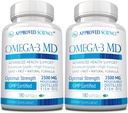 Omega-3MD - Fish Oil EPA & DHA - Bilişsel Sağlık Geliştir - 2 Şişe - 6 Ay Supply