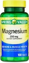 Spring Valley Magnesium 250 mg - Συμπλήρωμα διατροφής για την υγεία των οστών και των μυών - 100 δισκία