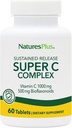 NaturesPlus Super C Kompleksi, Sustained Release - 60 Tablet - 1000 mg C + 500 mg Bioflavonoyaklar - Vegetarian, Gluten Free - 60 Hizmetler