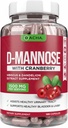 Doğal D-Mannose Capsules 4-in-1 Formula - 120 CAPS, 1500 MG Cranberry, Dandelion, Hibiscus Flower Ekstraksiyon, Bladder ve Urinary Tract Health