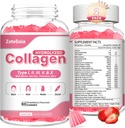 2 Pack Collagen Gummies for Women Men, Hydrolyzed Collagen Peptide Type I,II,III,V,X with Biotin, Vitamin C A B D E for Skin Hair Nails J0ints, Immunity Energy Diges, Sugar Free, 120