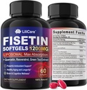 Fisetin Supplement - Liposomal Super Abxia% 98 Saf 1200 mg with Quercetin, Resveratrol, Green Tea Extract for Health Aging & Longevity, Skin Health, Brain & Antioksi - 60 Softgels