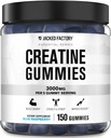 Jacked Factory Creatine Monohydrate Gummies (3g) - Createine για μυϊκή ανάπτυξη, δύναμη, ενισχυμένη ενέργεια, και βελτιωμένη αθλητική απόδοση - 150 Gummies, Blue Raspberry