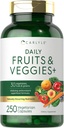 Carlyle Meyveleri ve Veggies Supplement | 250 Capsules | 30 Meyve ve Sebze ile Yapıldı | Vejetaryen, Non-GMO, Gluten Free Superfood Formula