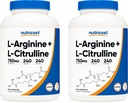 Nutricost L-Arginine L-Citrulline Kompleksi 750 mg, 240 Capsules (2 Şişe) - Non-GMO