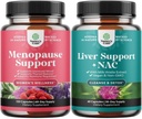 Bundle of Total Menopause Supplement with Dong Quai Vitex Chaste Berry & Black Cohosh for Natural Hormone Support and Liver Support NAC Supplement with Milk Thistle for Liver Cleanse Detox & Repair