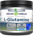 Amazing Formulas L-Glutamine Toz | Amino Asit Supplement | Non-GMO | Gluten Free | Made in USA (Mavi Raspberry | 1.1 Lb)