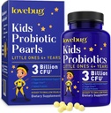 LOVEBUG Probiotics for Kids - Παιδικά Προβιοτικά Μασώμενα με Πρεβιοτικά για την ηλικία 4+, Καθημερινή Παιδική Οπίσθια Υγεία, Δυσκοιλιότητα, Πεπτικό & ανοσοποιητικό συμπλήρωμα υποστήριξης, Χωρίς ζάχαρη, 60 Μαλακά Μαργαριτάρια