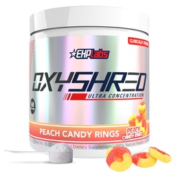 EHP Labs OxyShred Pre Workout Powder - Preworkout Powder with L Glutamine & Acetyl L Carnitine, Energy Boost Drink - Ροδάκινα Δαχτυλίδια Κάντυ, 60 εξυπηρετούν
