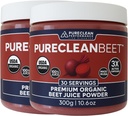 PureClean Organic Beet Juice Toz - Nitrik Oksit Supplement - 100% ABD Grown Beets - Organik Arıt Kök Toz 30 Hizmet, 300g (2 Jars 60 Hizmet)