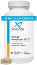 XYMOGEN Omega MonoPure 650 EC - Omega-3 Fish Oil Supplements for Women & Men - EPA, DHA & DPA - Smaller Softgels with 3X Greater Abpole - Support a natural heart & Cognition (120 Softgels)