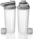 BPA & Phthalate-free, Solid Βιδωτό καπάκι Leakproof Shaker Κύπελλο πιάτων Safe for Protein Shakes 24oz, Clear Grey