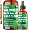Satoomi 7in1 Wormwood Liquid Drops with Black Walnut, Whole Cloves, Berberine, Milk Thistle, Bitter Melon ve Turmeric - 60 ml 60 Days