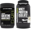 NutraBio Creatine Monohydrate, Unflavored, 300g και Whey Protein Isolate, Unflaved, συμπλήρωμα Bundle - μυϊκή ενέργεια, Lean μυϊκή ανάπτυξη, ανάκτηση, και δύναμη