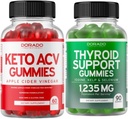 Keto ACV Gummies (60 Kont) Gelişmiş Kilo Kaybı Formula ve Tiroid Desteği (90 Kont) Ashwaganda ile Destek Supplement, Iodine, Bladderwrack, Kelp & Schisandra - Non-GMO, Vegan & Made in USA