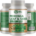 Moringa Oleifera Leaf and Seed Powder (80:20) Ratio 300 Pills(Tablets), 150 Servings, 1000 mg. Uncoated Malunggay Herbal Supplement, No Chemical Coating, Green Superfood. Pack of 1.