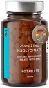 CLAV® çinko Bisglycinate 25mg - 180 Tablet (6 Ay Supply) - Doğal Chelated çinko Supplement - Vegan PVC Immune & Skin Support