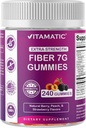 Yetişkinler için Vitamatic Prebiyotik Fiber Gummies, 7G Ekstra Kuvvet, Zero Sugar eklendi, 240 Pectin Based Gummies, Digestive Health & Regularity Support Support