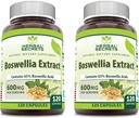 Herbal Sırları Boswellia Serrata Extract (65% Boswellic Acids) 600 mg Capsules Supplement | Non-GMO | Gluten Free (120 | 2 Pack)