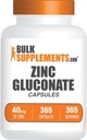 BulkSupplements.com çinko Gluconate Capsules - çinko Supplements, Immune Support - Gluten Free, 1 Capsule per Service, Count 365 (Pack of 1)