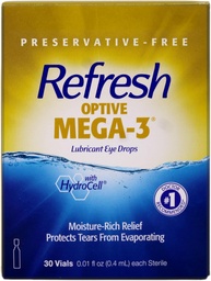 Ανανέωση Optive Mega-3 Lubricant Single-Use Αποστειρωμένα Δοχεία Οφθαλμικές σταγόνες 30 ea (Pack of 3)