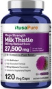 NusaPure Milk Thistle 50:1 Extract, 550 mg Ισοδύναμο με 27.500mg 120 Κάψουλες Veggie Non-GMO, Vegan Max Strength - Standardized 80% Silymarin, Bioperine