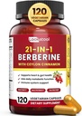 21-in-1 Berberine Supplement with Ceylon Cinnamon - Organik Berberine HCL Phytosome, 5X Higher Abors for Metabolism Support 120 Capsules