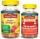 Nature Made Adult & Kids Multivitamin Gummies Combo Pack, Multis with Vitamin C, Vitamin D3, B Vitaminleri, çinko, Omega 3 Fish Oil & More, Two Multivitamin Şişes for Whole Family Family Family