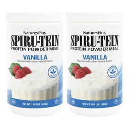 NaturesPlus SPIRU-TEIN, Βανίλια - 1,06 λίβρες, Συσκευασία των 2 - φυτικής προέλευσης πρωτεϊνική σκόνη - χορτοφαγικά, χωρίς γλουτένη - 32 Σύνολο Σερβιέτες