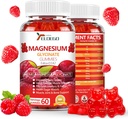 Magnezyum Glycinate Gummies 600 mg (Magnesium Malate 200 mg), Ekstra K2 & D3, Uyku için Yüksek Abors Magnezyum Supplement,Stress Relief, Nerve Support, Raspberry (60 Count)