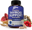 NutriFlair Thyroid Support Complex, 120 κάψουλες - με Ιώδιο, Μαύρο πιπέρι, Ashwagandha, Βιταμίνη B12 - Thyroid συμπλήρωμα για γυναίκες και άνδρες