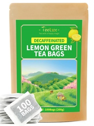 TeeLux Decaf Lemon Πράσινο Τσάι, Smooth Decafeated Πράσινο Τσάι με Αναζωογονητικό Λεμόνι Άρωμα & Γεύση, 100 Count