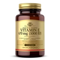 Solgar Vitamin E 670 mg (1000 IU), 180 Softgels - Φυσικό Αντιοξειδωτικό, Δερμάτινο & Ανοσοποιητικό Σύστημα Υποστήριξη - Φυσικώς-Πηγή Βιταμίνη E - Χωρίς γλουτένη, Χωρίς γαλακτοκομικά - 180 Σερβιέτες