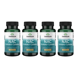 Swanson NAC - N- Acetyl Cysteine - Συμπλήρωμα 600 mg 100 Καψάκια (4 Συσκευασία)