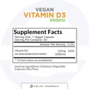 Vegan D3 5000 IU Supplement - Pure, High Potency D3 Vitamin 5000 Immune Health & Güçlü Bones Support - 120 Capsules, 2Month Supply of VIT D3