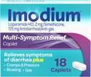 Imodium Multi-Symptom Relief Caplets, Loperamid Hydrochloride & Simethicone Anti-Diarrheal Medicine for the Relief of Diarrhea, Gas, Bloating, Cramps & Basınç, HSA / FSA Eable, 18 ct