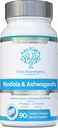 Rhodiola & Ashwagandha ile L-Theanine - Ödül Kazanan Ashwagandha KSM-66 600 mg & 1500 mg Rhodiola (3% Rosavins -% 1 Salidrosides) Tüm kök eşdeğer- adaptojen combo- Hiçbir yapay dolgu yok