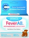 Feverall Infant Acetaminophen Υποθετικά 6 Ορθικές Υποθεσίες 80mg Κάθε Αναπνευστήρας Πόνου/Αναπνευστήρας Πυρετός. Ηλικίες 6-36 μήνες
