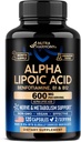 Alpha Lipoic Acid 600 mg - ALA Supplement Antioksi for Nerve, Energy & Metabolism Support - Ekstra Kuvvet Benfotiamine, B1 & B12 - Lab Tested, Non-GMO & Vegan - 120 Capsules, 2 Ay Supply & Metabolism Support - Ekstra Kuvvetler