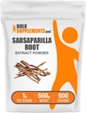 BulkSupplements.com Sarsaparilla Root Extract Powder - Sarsaparilla Supplement, Smilax Sarsaparilla Root - Herbal & Gluten Free, 1g per Serving, 500g (1.1 lbs) (Pack of 1)