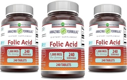 Amazing Formulas Folic Acid 1000 mcg (1 mg) Tablets Supplement 