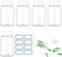 Clear Pill Şişe 6Pcs Boş Tıp Organizeları Plastik Pill Şişeler Say Reagent Konteynerler 80 ml Büyük Jar Toz Deposu Leak Pros for Liquid Solid Toz Ev Toiletries