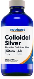 Nutricost Collidal Silver 8oz - μπλε γυάλινα μπουκάλια κοβάλτιο, βιο-ενεργό κολλοειδές ασήμι