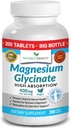 Magnezyum Glycinate 400 mg - 200 Tablet - Yüksek Absiyon, Buffered Bisglycinate Mag Supplement for Sleep, Leg Cramps, Heart, Ease Muscles, Calm Headaches for Women and Men, Non Toz Capsules