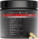 Formültion Factory Heart of Steel: 10in-1 Metabolic Maximizer Nitrik Oksit Supplement, Blood Basınç Desteği, L Arginine, L Citrulline Natural Pre-Workout: Enerji Yönetimi 120 Kont