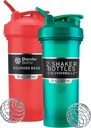 BlenderBottle Classic V2 Shaker μπουκάλι Ιδανικό για πρωτεϊνικές ανακινήσεις και προ προπόνηση, 28-Ounce (2 Pack), κόκκινο, πράσινο