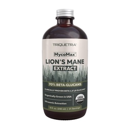 MycoMax Lions Mane Extract - 70% Beta Glucans, Max Potency Organic Lions Mane Supplement, US Grown + Ultrasonic Extraction - 500 mg ανά μερίδα - Mental Clarity, Focus and Memory - 8 oz.