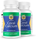 Calcio de Coral Set de 2 frascos con 100 capsulas CADA uno. Reforzado con Vitamina D y Magnesio. Savaş: Cansancio, Dolor de huesos, insomnio, Calambres, Artritis. 100% Doğal.